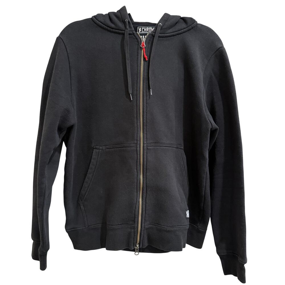 Chrome Black Issued Fleece Hoodie Basics Minimalistic Full Zip Mens Medium